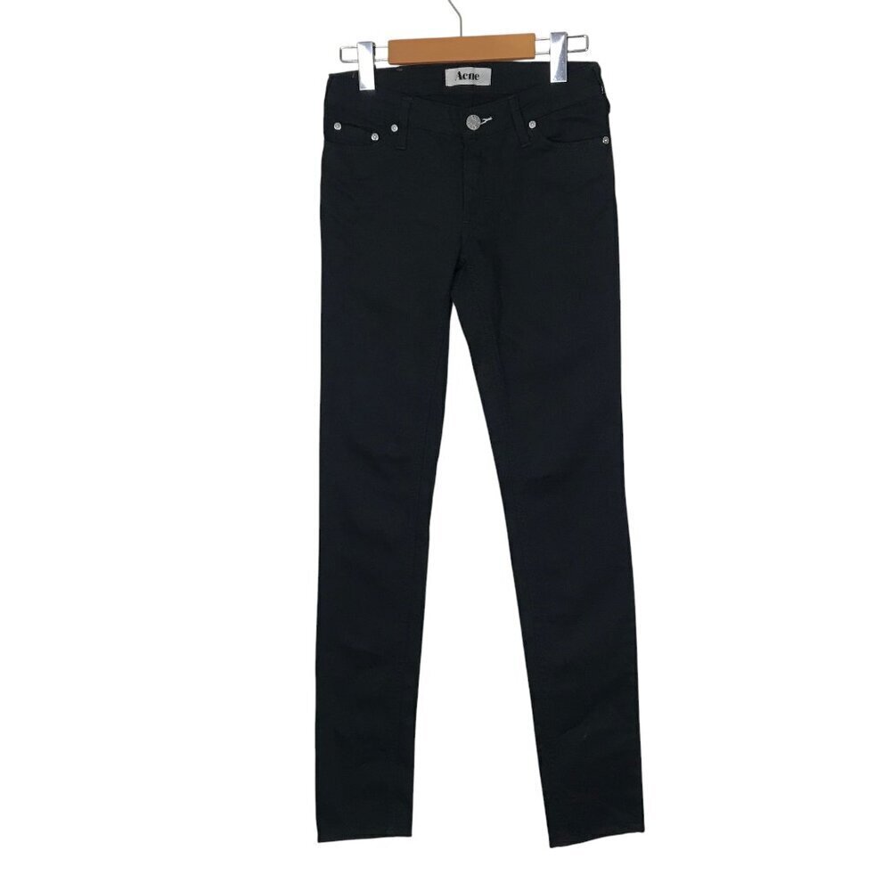 NWOT  Acne Kex Wet Black Woman's 5 Pocket Zip Up  Jeans Size 26